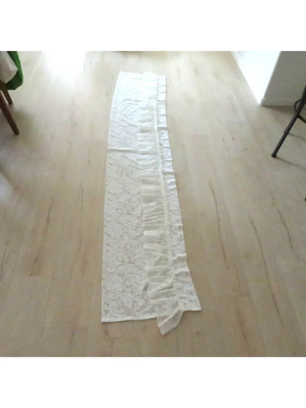 Vintage Off White Lace Curtain Valance Ruffled Trim 17x88 Cottage Shabby Chic